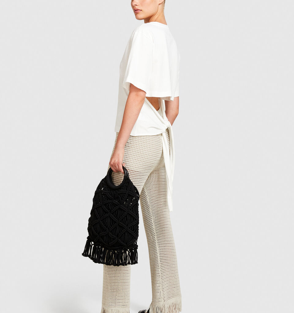 T-shirt with bow - women's short sleeve t-shirts - White | Sisley image number 2